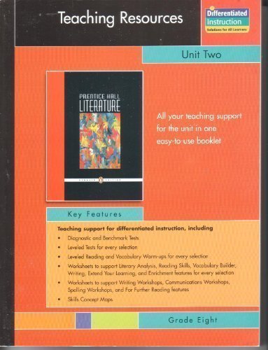 Book Cover PRENTICE HALL LITERATURE PENGUIN EDITION TEACHING RESOURCES UNIT 2:     SHORT STORIES GRADE 8 2007C