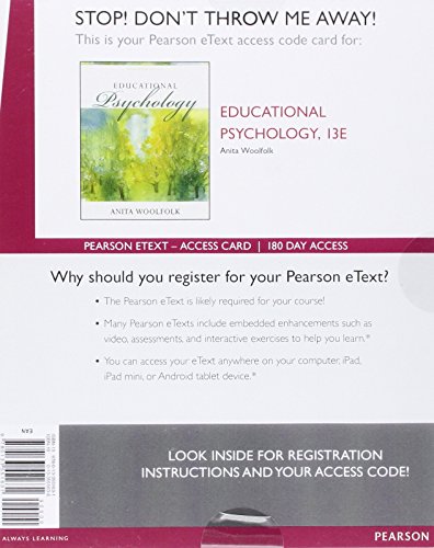 Educational Psychology, Enhanced Pearson eText -- Access Card