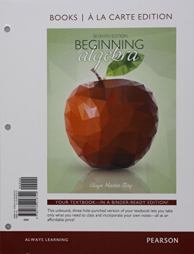 Book Cover Beginning Algebra, Books a la Carte Edition (7th Edition)