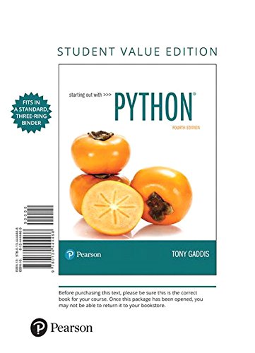 Book Cover Starting Out with Python, Student Value Edition (4th Edition)