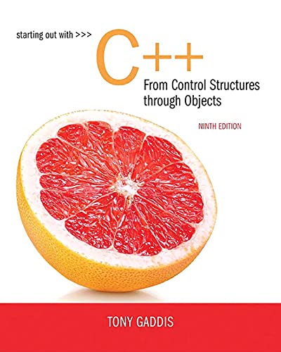 Book Cover Starting Out with C++ from Control Structures to Objects -- MyLab Programming with Pearson eText (My Programming Lab)