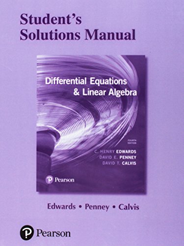 Book Cover Students' Solutions Manual for Differential Equations and Linear Algebra