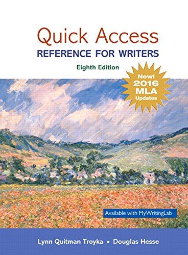 Book Cover Quick Access: Reference for Writers, MLA Update (8th Edition)