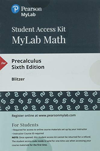 Book Cover MyLab Math with Pearson eText -- Standalone Access Card -- for Precalculus (6th Edition)
