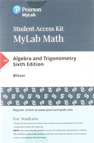 Book Cover MyLab Math with Pearson eText -- Standalone Access Card -- for Algebra and Trigonometry (6th Edition)