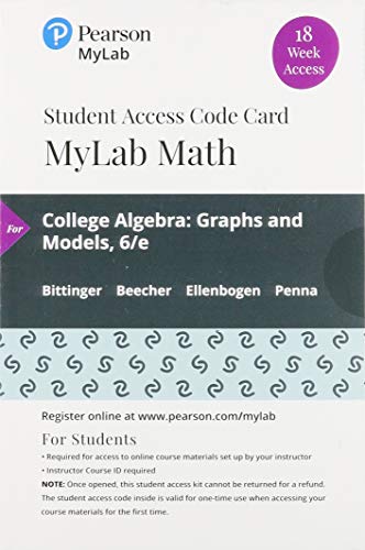 Book Cover College Algebra: Graphs and Models -- MyLab Math with Pearson eText Access Code