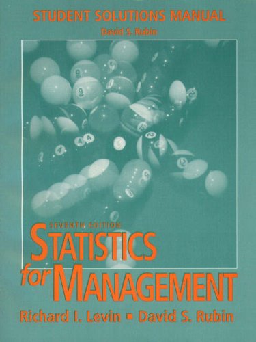 Book Cover Statistics for Management: Student Solutions Manual