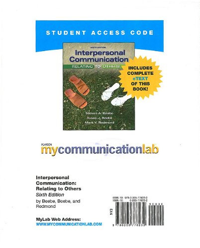 MyCommunicationLab with Pearson eText -- Standalone Access Card -- for Interpersonal Communication: Relating to Others (6th Edition) (Mycommunicationlab (Access Codes))
