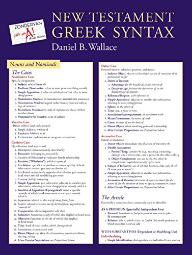 Book Cover New Testament Greek Syntax Laminated Sheet (Zondervan Get an A! Study Guides)