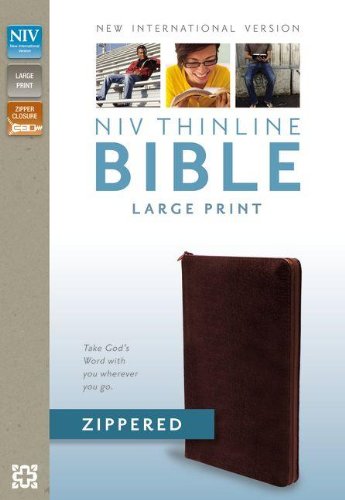 Book Cover NIV, Thinline Zippered Collection Bible, Large Print, Bonded Leather, Burgundy, Red Letter Edition
