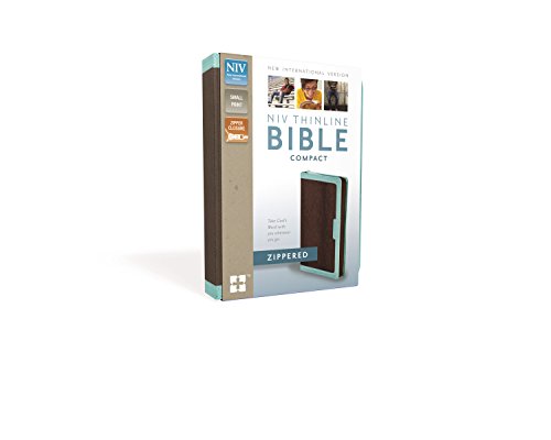 Book Cover NIV, Thinline Zippered Collection Bible, Compact, Imitation Leather, Brown/Turquoise, Red Letter Edition