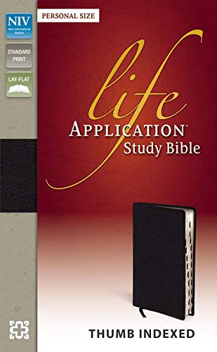 Book Cover NIV, Life Application Study Bible, Personal Size, Bonded Leather, Black, Indexed, Point size is 8.5