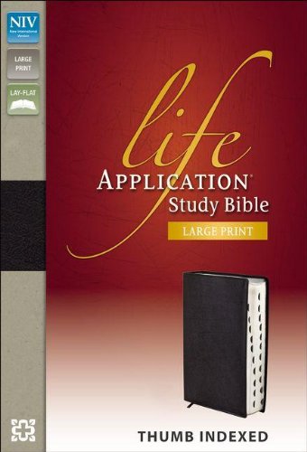 Book Cover NIV, Life Application Study Bible, Second Edition, Large Print, Bonded Leather, Black, Indexed, Red Letter Edition