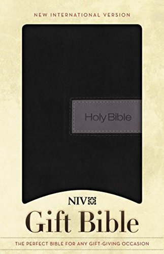 Book Cover NIV, Gift Bible, Leathersoft, Black/Gray, Red Letter Edition