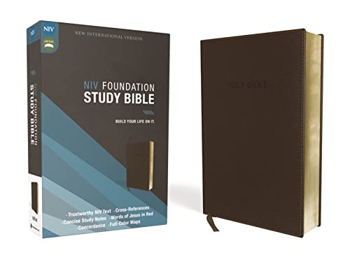 Book Cover NIV, Foundation Study Bible, Leathersoft, Brown, Red Letter