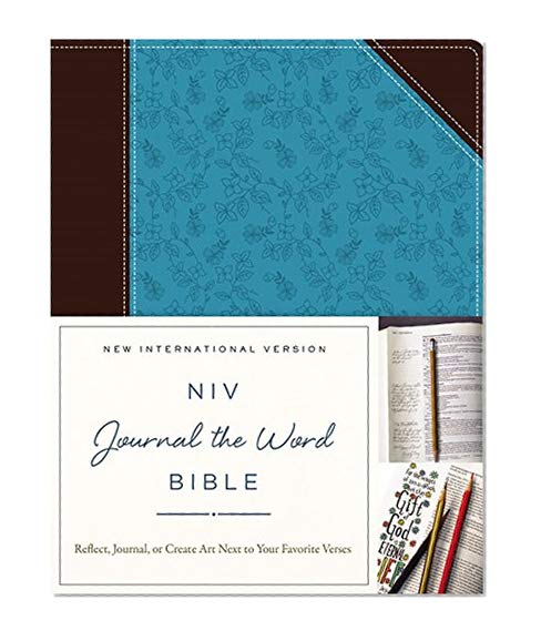 Book Cover NIV, Journal the Word Bible, Leathersoft, Brown/Blue: Reflect, Journal, or Create Art Next to Your Favorite Verses