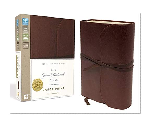 Book Cover NIV, Journal the Word Bible, Large Print, Premium Leather, Brown: Reflect on Your Favorite Verses