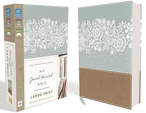 Book Cover NIV, Journal the Word Bible, Large Print, Leathersoft, Blue/Tan: Reflect, Journal, or Create Art Next to Your Favorite Verses