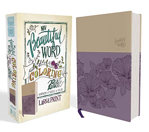 Book Cover NIV, Beautiful Word Coloring Bible, Large Print, Leathersoft, Purple/Tan