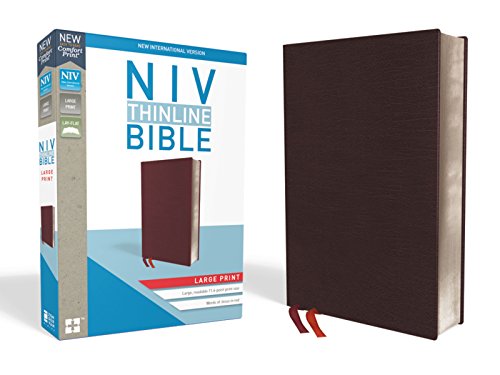 NIV, Thinline Bible, Large Print, Bonded Leather, Burgundy, Indexed, Red Letter Edition, Comfort Print