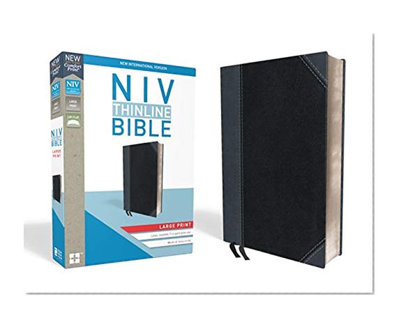 Book Cover NIV, Thinline Bible, Large Print, Leathersoft, Black/Gray, Red Letter Edition, Comfort Print