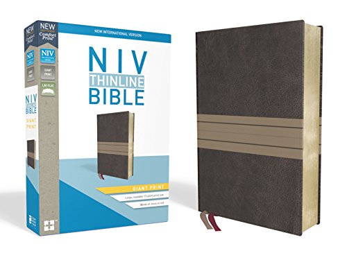 Book Cover NIV, Thinline Bible, Giant Print, Leathersoft, Brown/Tan, Red Letter Edition, Comfort Print