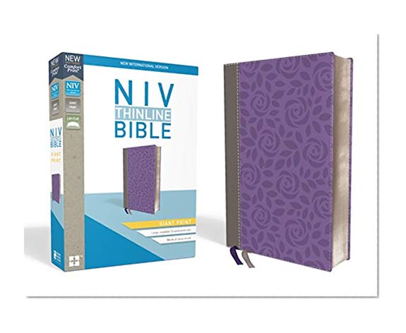 Book Cover NIV, Thinline Bible, Giant Print, Leathersoft, Gray/Purple, Red Letter Edition, Comfort Print