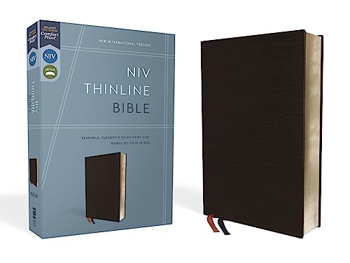 Book Cover NIV, Thinline Bible, Bonded Leather, Black, Red Letter Edition, Comfort Print