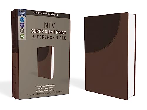 Book Cover NIV, Super Giant Print Reference Bible, Leathersoft, Brown, Red Letter Edition, Comfort Print