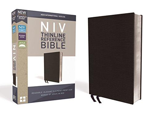 Book Cover NIV, Thinline Reference Bible, Bonded Leather, Black, Red Letter, Comfort Print