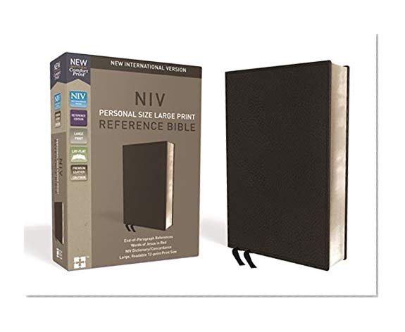 Book Cover NIV, Personal Size Reference Bible, Large Print, Premium Leather, Calfskin, Black, Red Letter Edition, Comfort Print