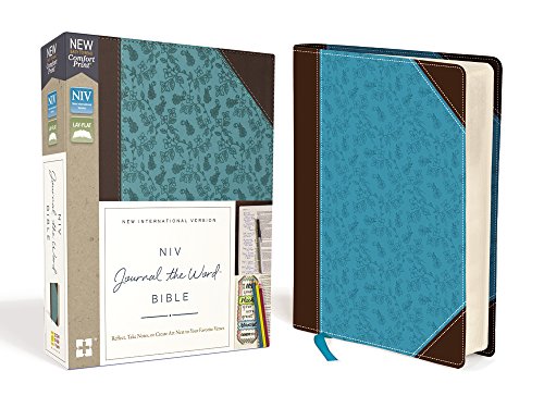 Book Cover NIV, Journal the Word Bible, Imitation Leather, Brown/Blue, Red Letter Edition, Comfort Print: Reflect, Take Notes, or Create Art Next to Your Favorite Verses