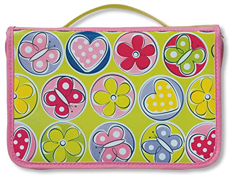 Butterflies and Blossoms Bible Cover for Girls, Zippered, with Handle, Multi Color, Medium