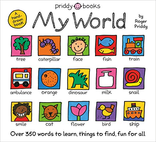 Book Cover My World: A hand-drawn book with 350 words to learn, things to count, lots to find