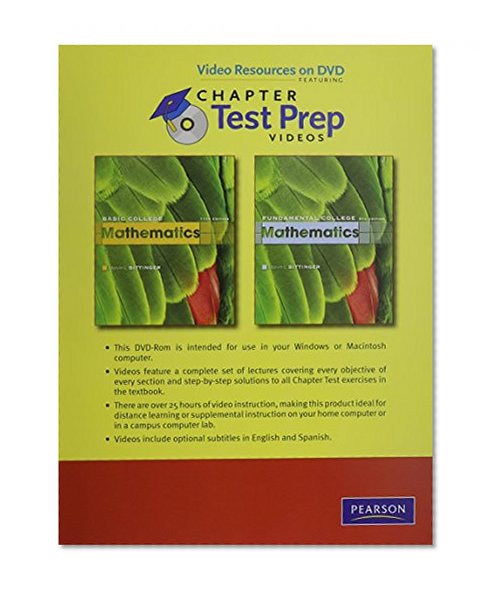 Video Resources on DVD with Chapter Test Prep Videos for Basic College Mathematics