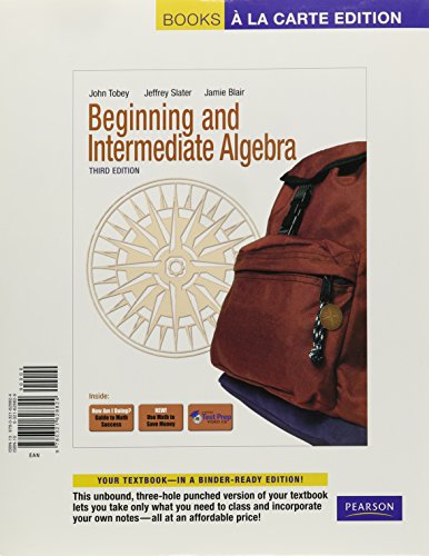 Beginning &Intermediate Algebra, Books a la Carte Edition (3rd Edition)
