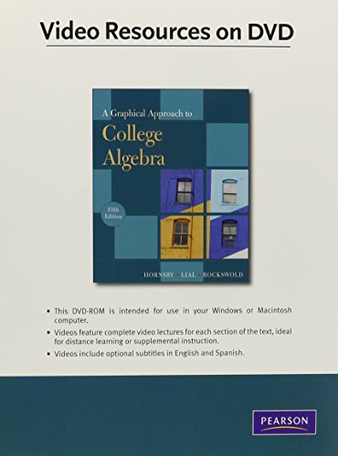 Videos on DVD-ROM with Optional Subtitles for A Graphical Approach to College Algebra