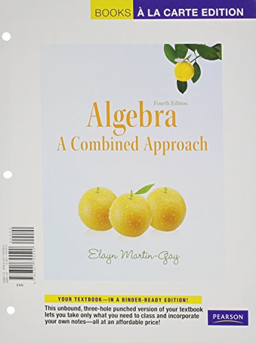 Algebra: A Combined Approach, Books a la Carte Plus MML/MSL Student Access Code Card (for ad hoc valuepacks) (4th Edition)