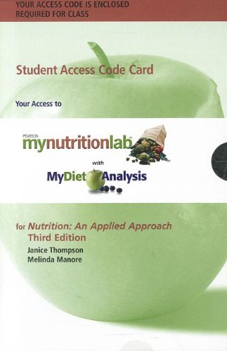 MyNutritionLab with MyDietAnalysis with Pearson eText -- Standalone Access Card -- for Nutrition: An Applied Approach (3rd Edition) (Mynutritionlab (Access Codes))