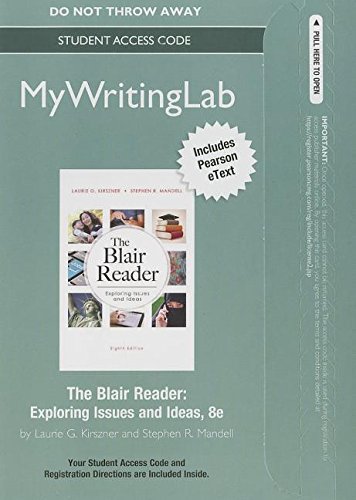NEW MyWritingLab with Pearson eText -- Standalone Access Card -- for The Blair Reader (8th Edition) (Mywritinglab (Access Codes))