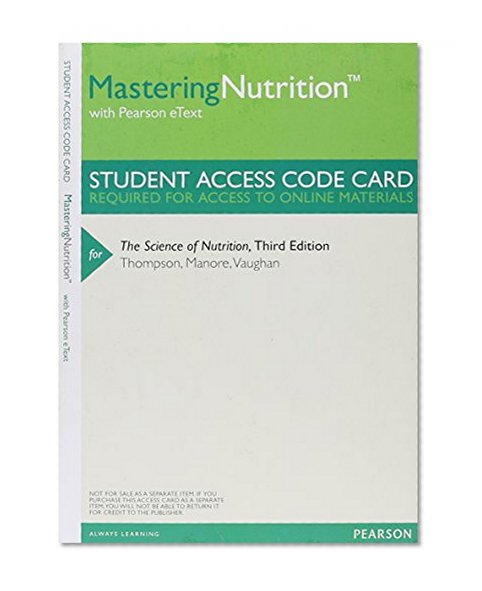 MasteringNutrition Plus MyDietAnalysis with Pearson eText - Valuepack Access Card - For the Science of Nutrition