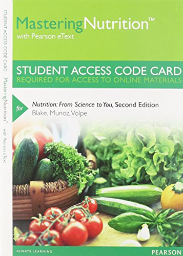 MasteringNutrition with MyDietAnalysis with Pearson eText -- Standalone Access Card -- for Nutrition: From Science to You (2nd Edition)