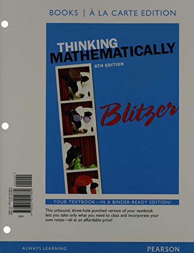Thinking Mathematically, Books a la carte Edition plus MyMathLab with Pearson eText -- Access Card Package (6th Edition)
