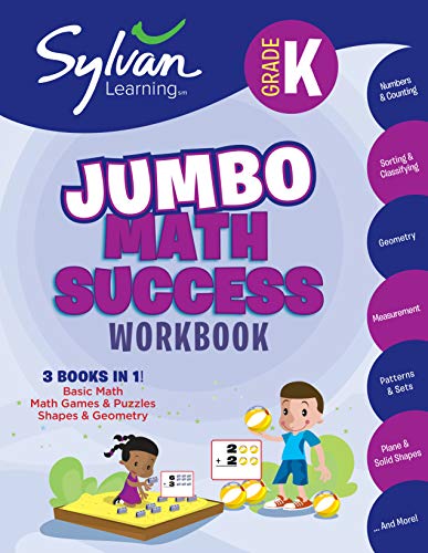 Book Cover Kindergarten Jumbo Math Success Workbook: Activities, Exercises, and Tips to Help You Catch Up, Keep Up, and Get Ahead (Sylvan Math Super Workbooks)