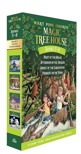 Book Cover Magic Tree House Boxed Set, Books 5-8: Night of the Ninjas, Afternoon on the Amazon, Sunset of the Sabertooth, and Midnight on the Moon