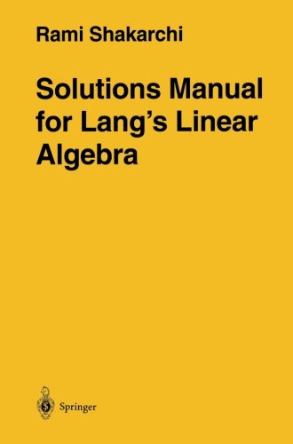 Book Cover Solutions Manual for Lang's Linear Algebra