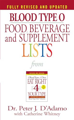 Book Cover Blood Type O Food, Beverage and Supplement Lists (Eat Right 4 Your Type)