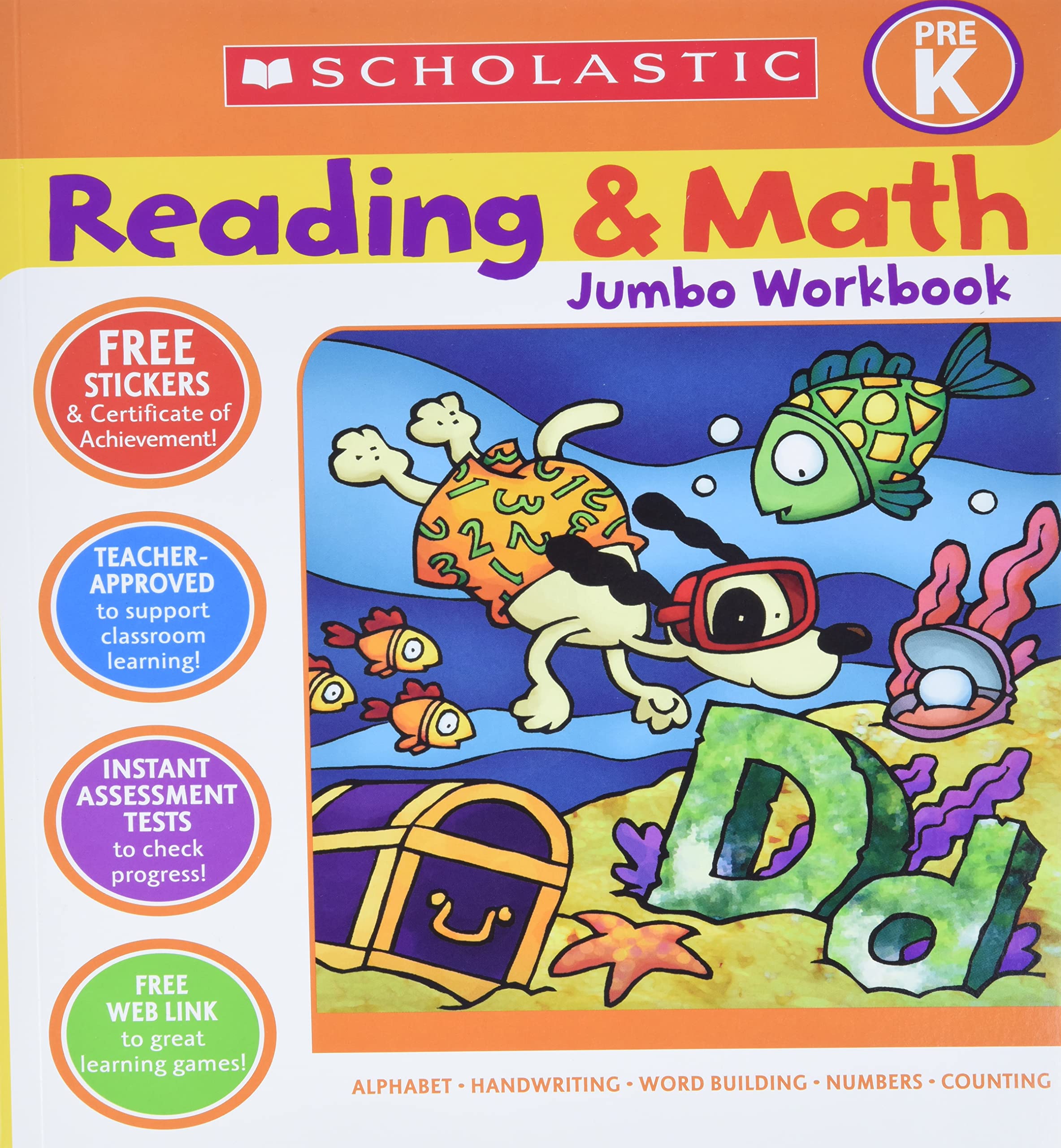 Book Cover Scholastic Pre-K Reading & Math Jumbo Workbook