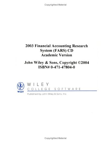 2003 Fars CD in a Calumet Mailer- For Use in Sets Only