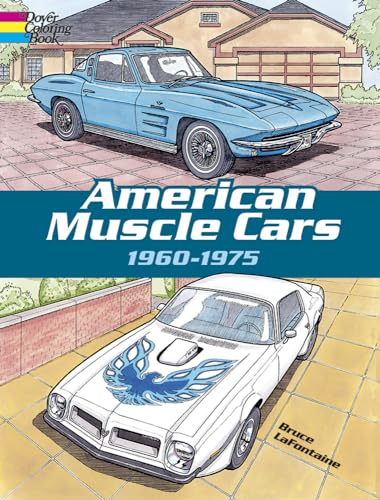 Book Cover American Muscle Cars, 1960-1975 (Dover History Coloring Book)